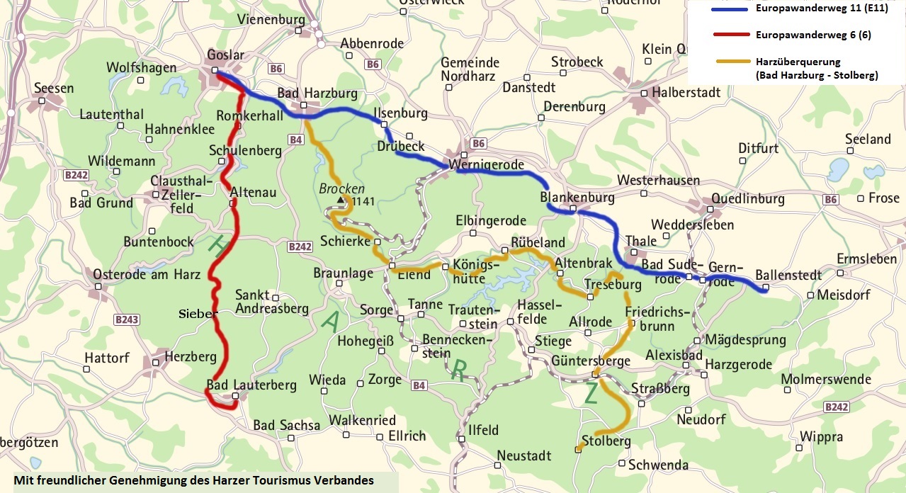 Wandern im Harz - Harzquerungen und Europawanderwege